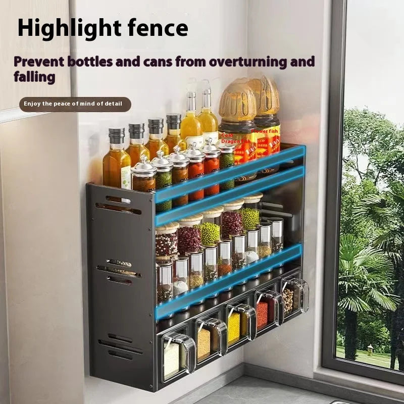 Wall-Mounted Kitchen Spice Rack