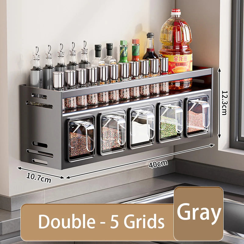 Wall-Mounted Kitchen Spice Rack