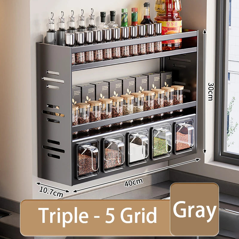 Wall-Mounted Kitchen Spice Rack