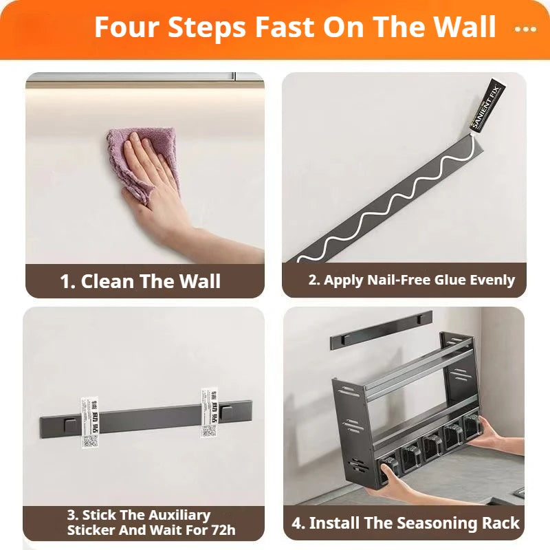 Wall-Mounted Kitchen Spice Rack