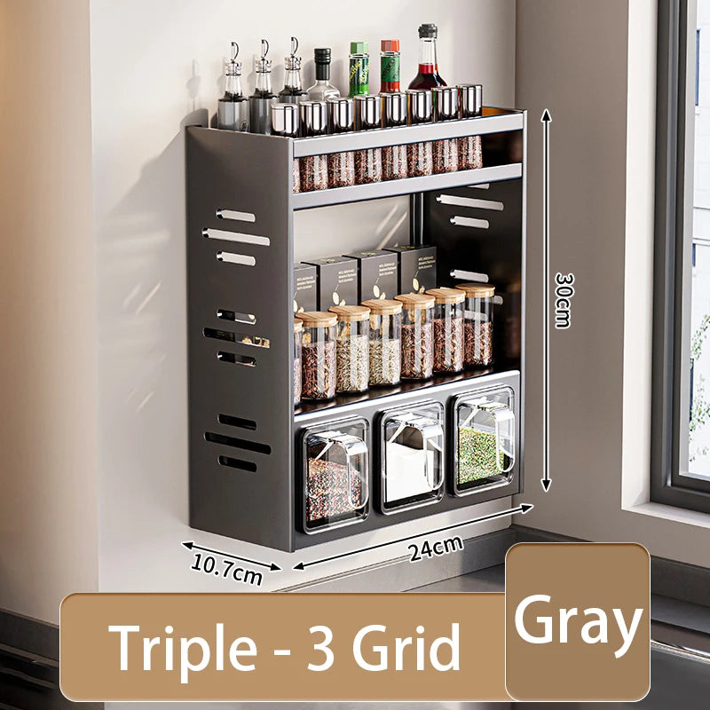 Wall-Mounted Kitchen Spice Rack
