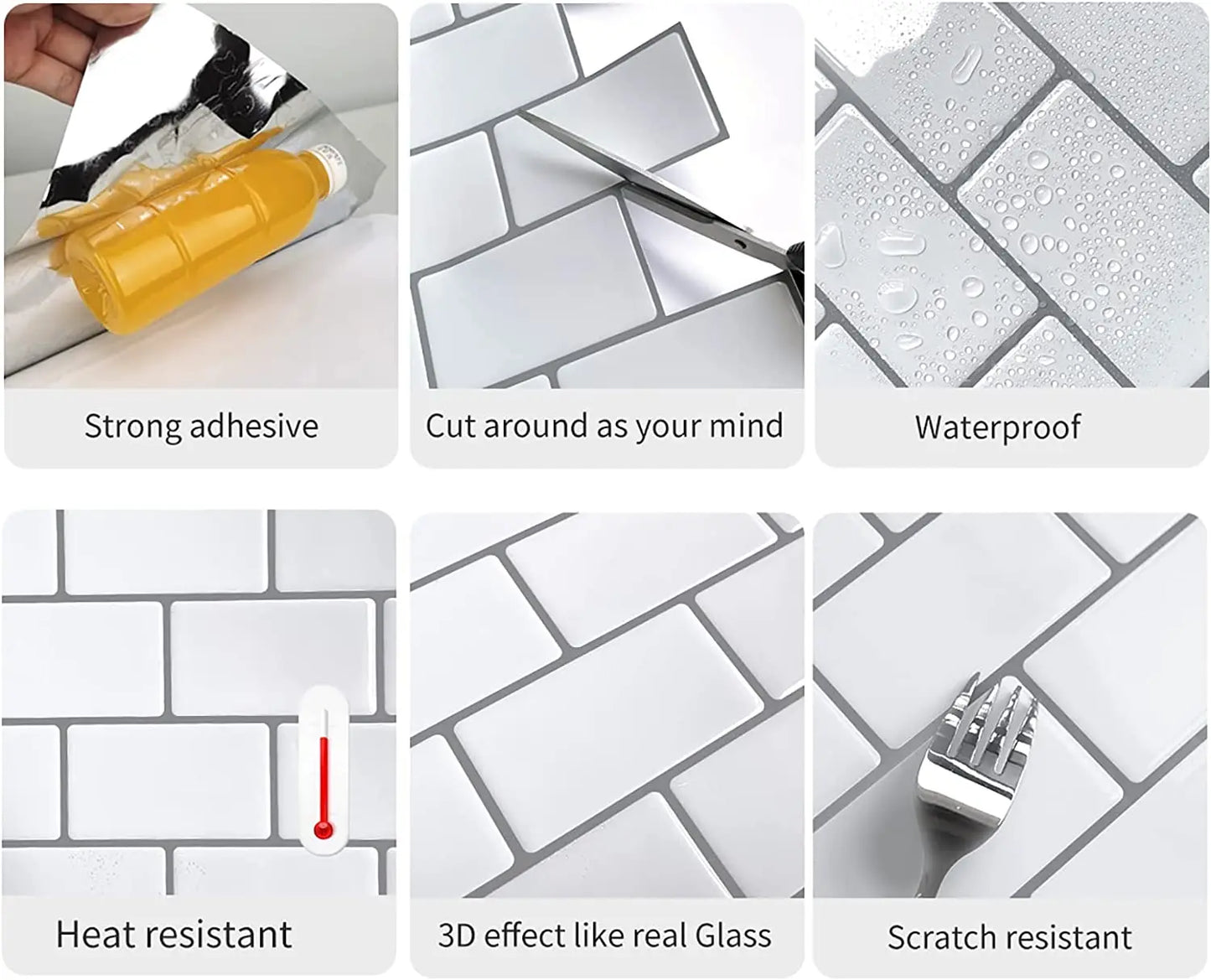 10pcs Peel & Stick Tile Backsplash