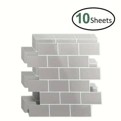 10pcs Peel & Stick 3D Wall Tiles 12"x12"