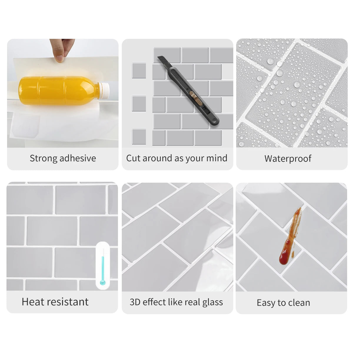 10pcs Peel & Stick 3D Wall Tiles 12"x12"