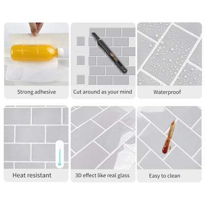 10pcs Peel & Stick 3D Wall Tiles 12"x12"