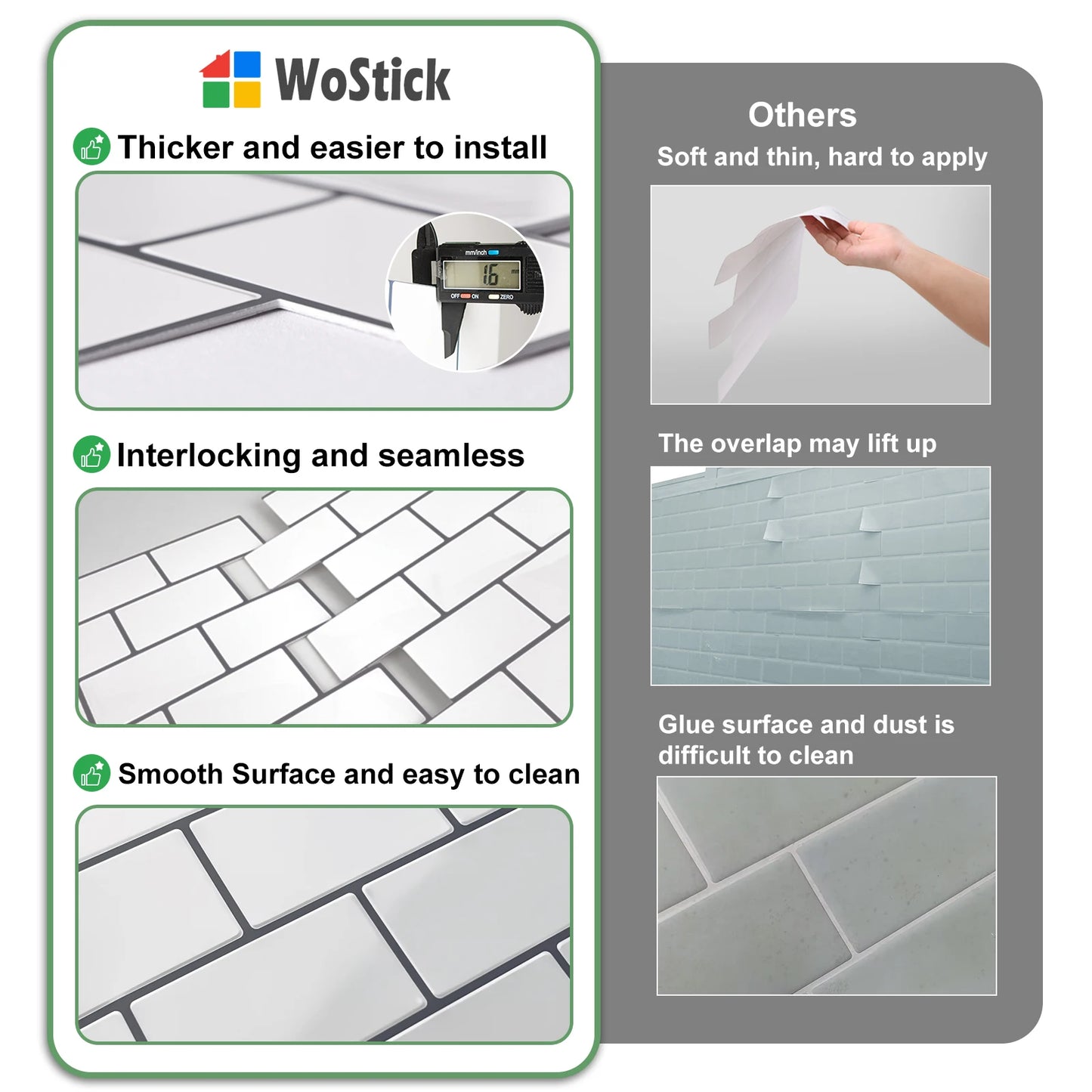 10 Sheets 3D Peel & Stick Wall Tiles