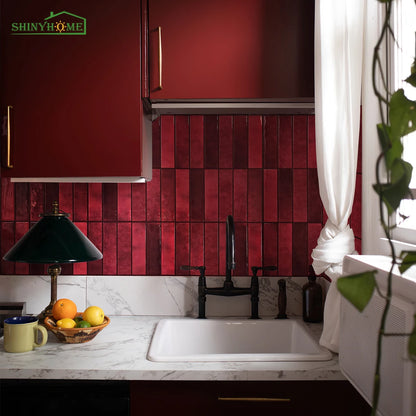Burgundy 3D Peel & Stick Backsplash Tiles