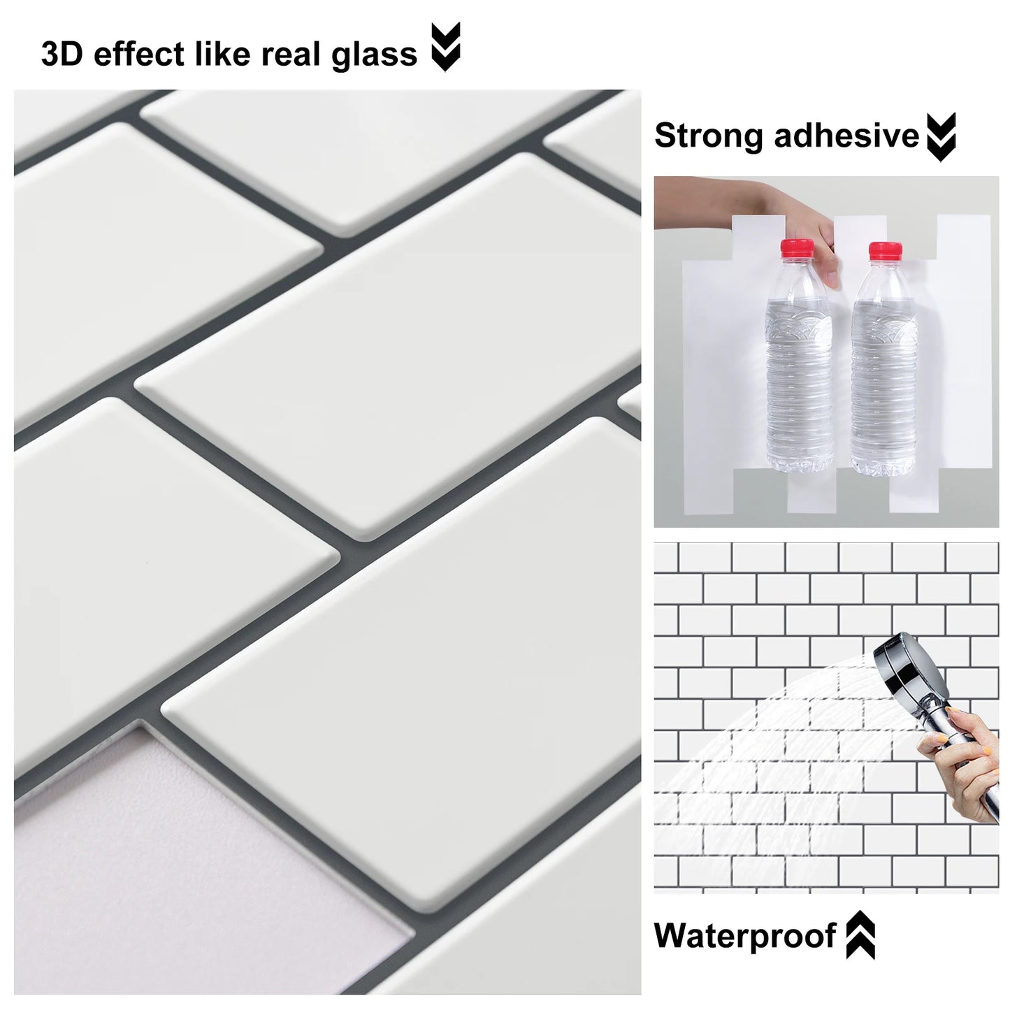 10 Sheets 3D Peel & Stick Wall Tiles