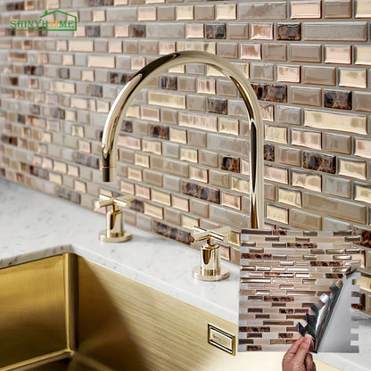 Gold Mosaic Wall Tiles 11.8"x12"