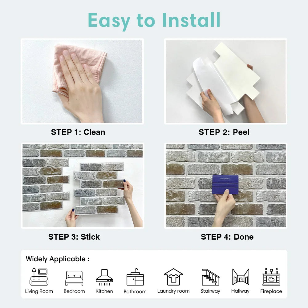 3D Matte Brick Wall Stickers 30×30cm