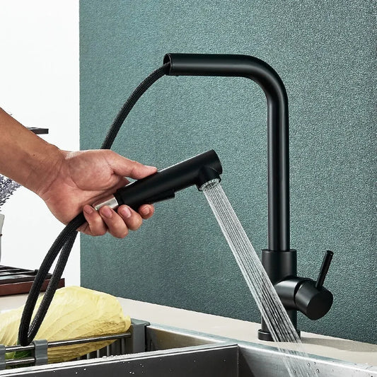 Black Pull-Out Kitchen Tap