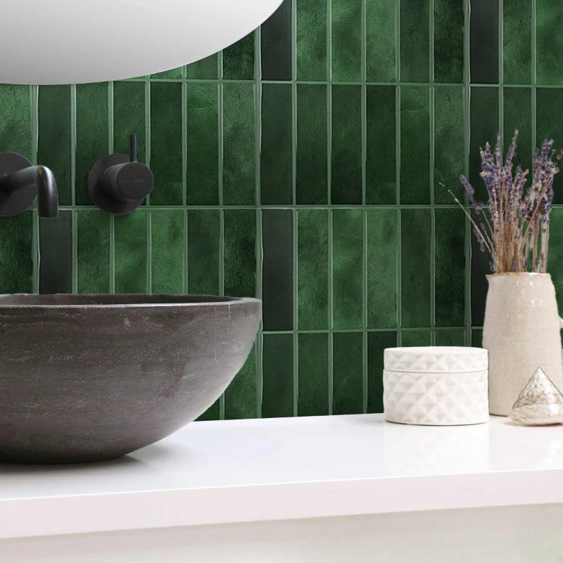 3D Green Mosaic Peel & Stick Wall Panel