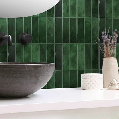 3D Green Mosaic Peel & Stick Wall Panel