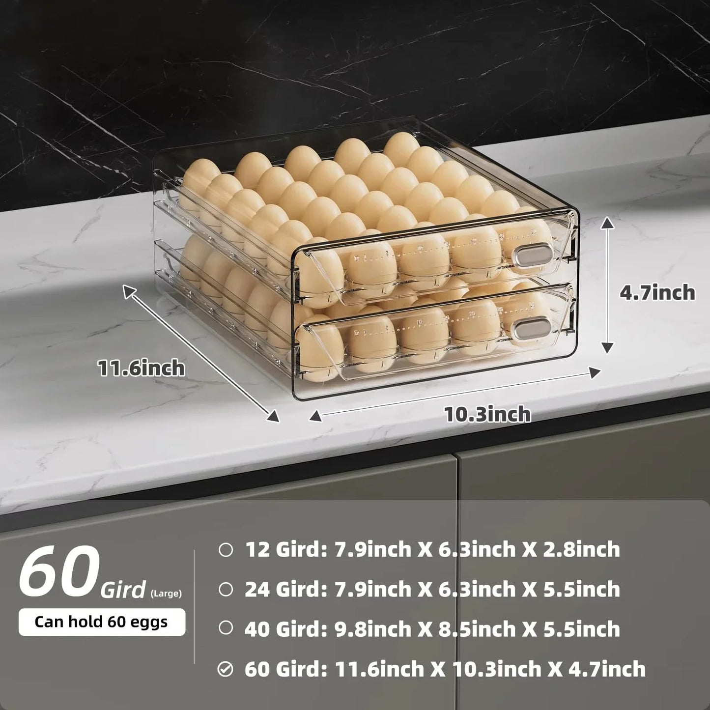 60-Egg Stackable Fridge Storage Box