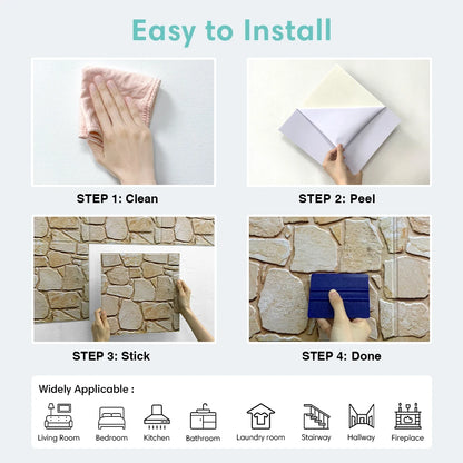 10pcs 3D Stone Look Wall Panels