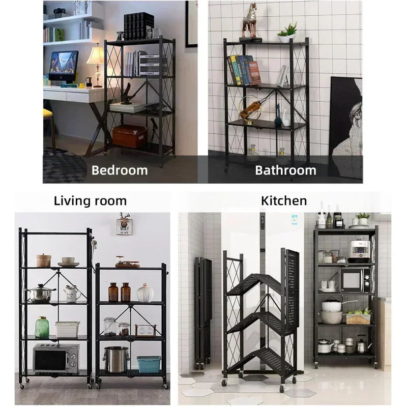 Foldable 4-Tier Metal Wire Storage Shelf