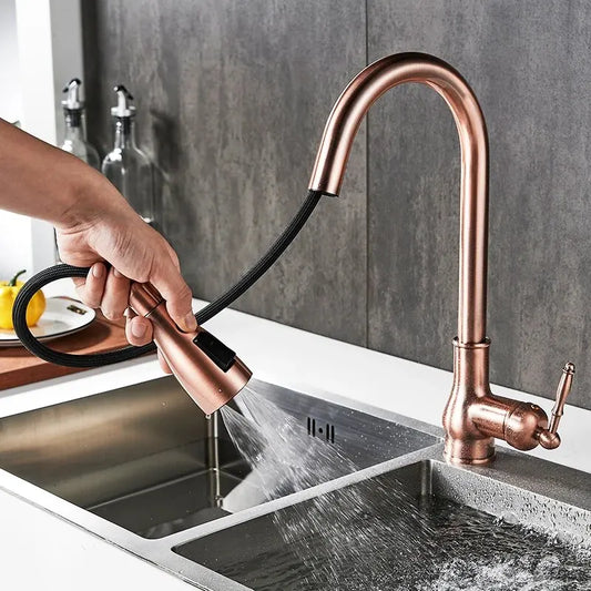 Bronze Pull-Out Kitchen Tap