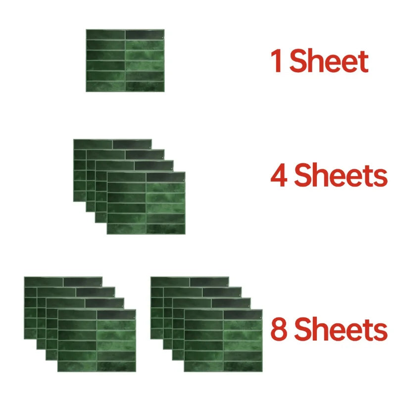 3D Green Mosaic Peel & Stick Wall Panel