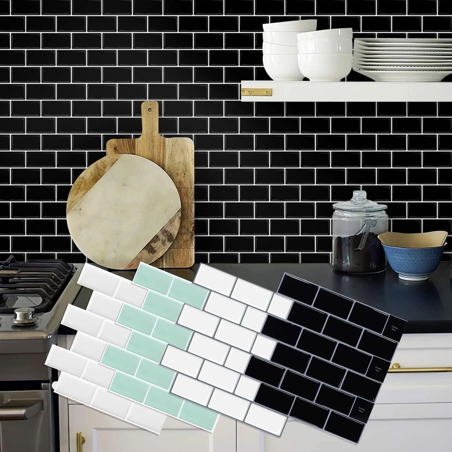 3D Brick Wall Tile Stickers – 5pcs