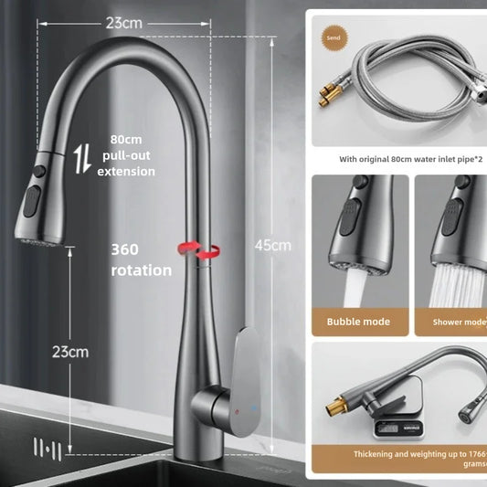 2024 Pull-Out Brass Kitchen Faucet