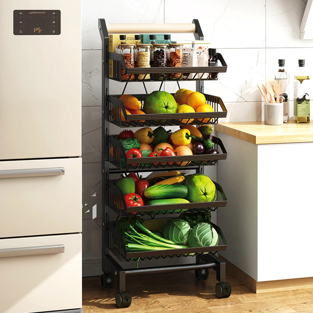5-Tier Rolling Kitchen Storage Trolley