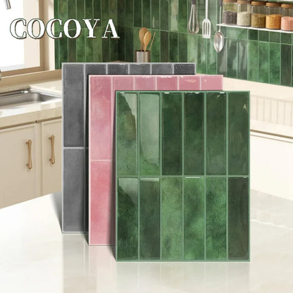 3D Green Mosaic Peel & Stick Wall Panel