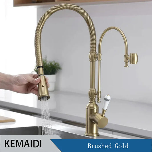 KEMAIDI Golden Pull-Down Faucet