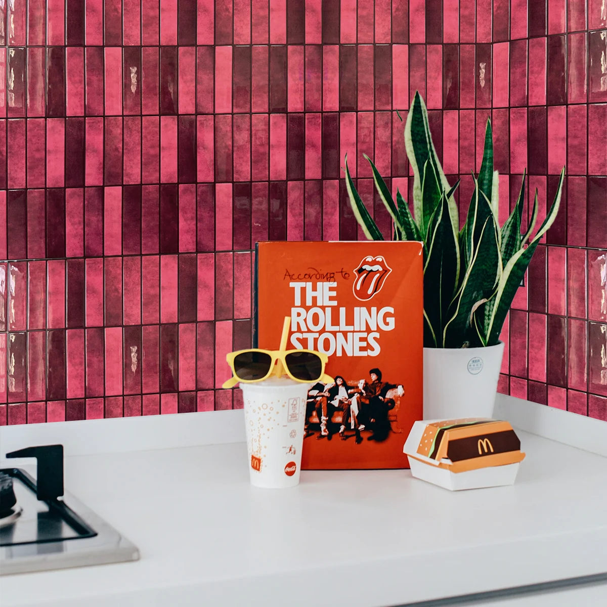 Burgundy 3D Peel & Stick Backsplash Tiles