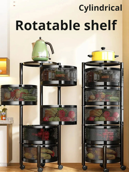 Multi-Layer Rotating Storage Rack with Wheels