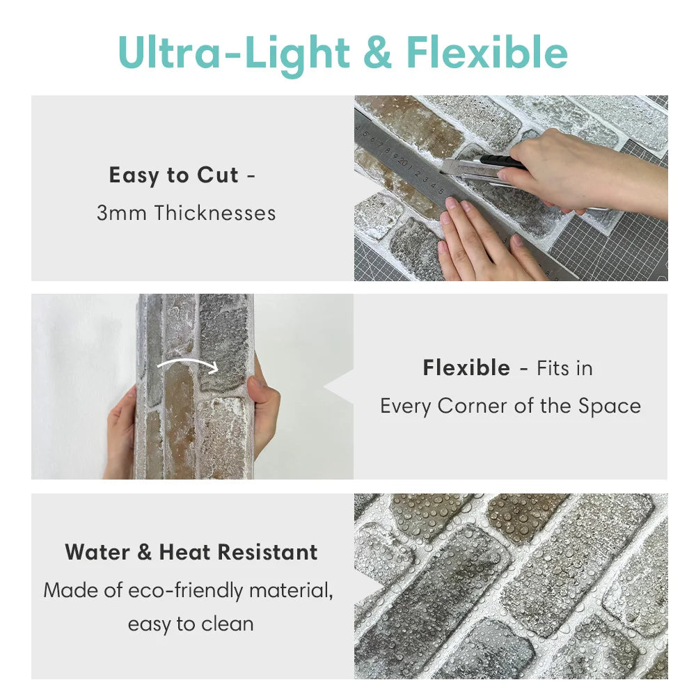 3D Matte Brick Wall Stickers 30×30cm