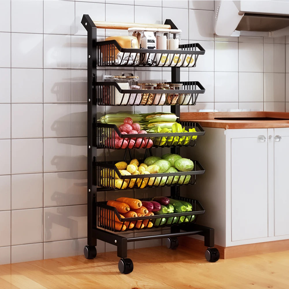 5-Tier Rolling Kitchen Storage Trolley