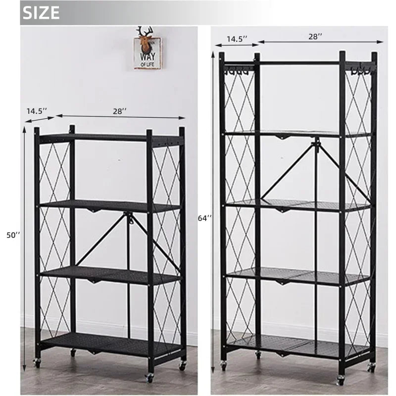 Foldable 4-Tier Metal Wire Storage Shelf