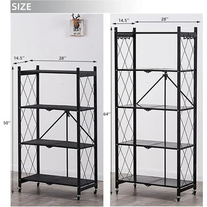 Foldable 4-Tier Metal Wire Storage Shelf