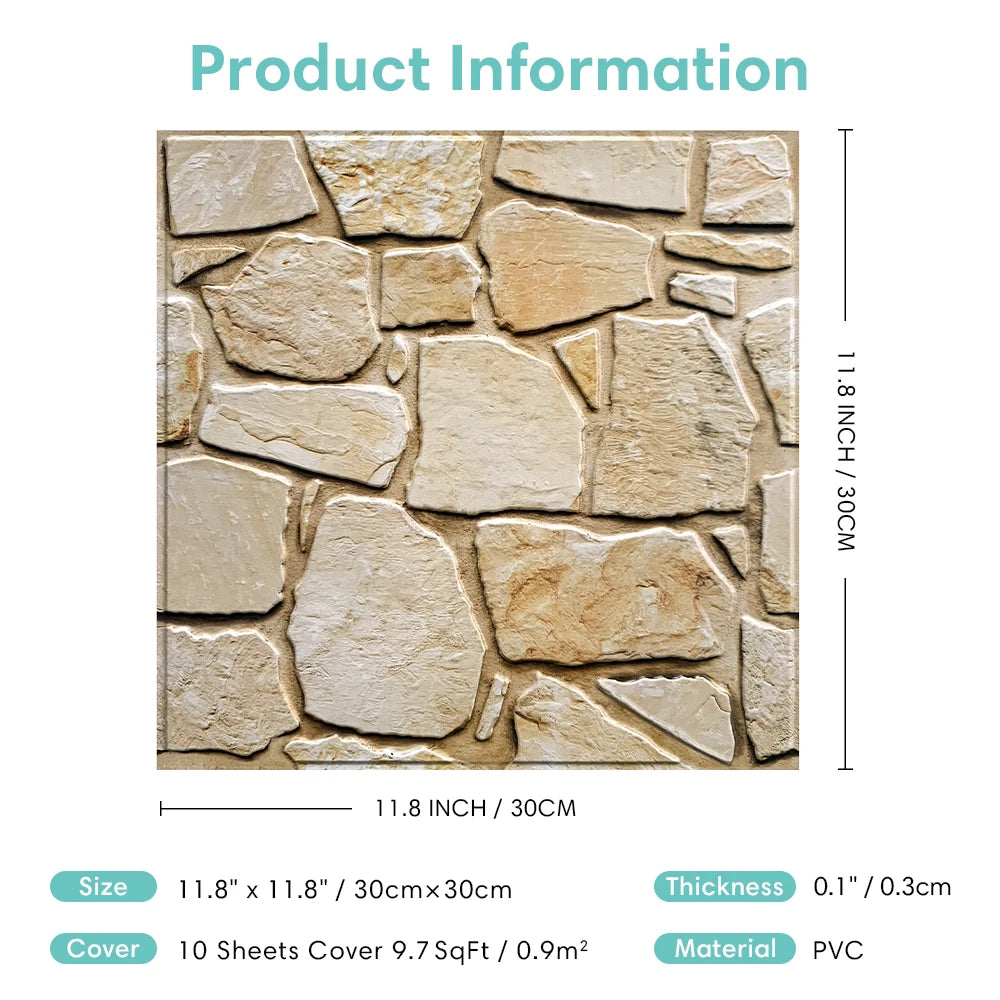 10pcs 3D Stone Look Wall Panels
