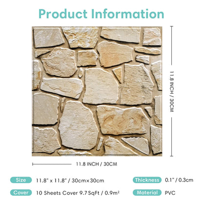 10pcs 3D Stone Look Wall Panels