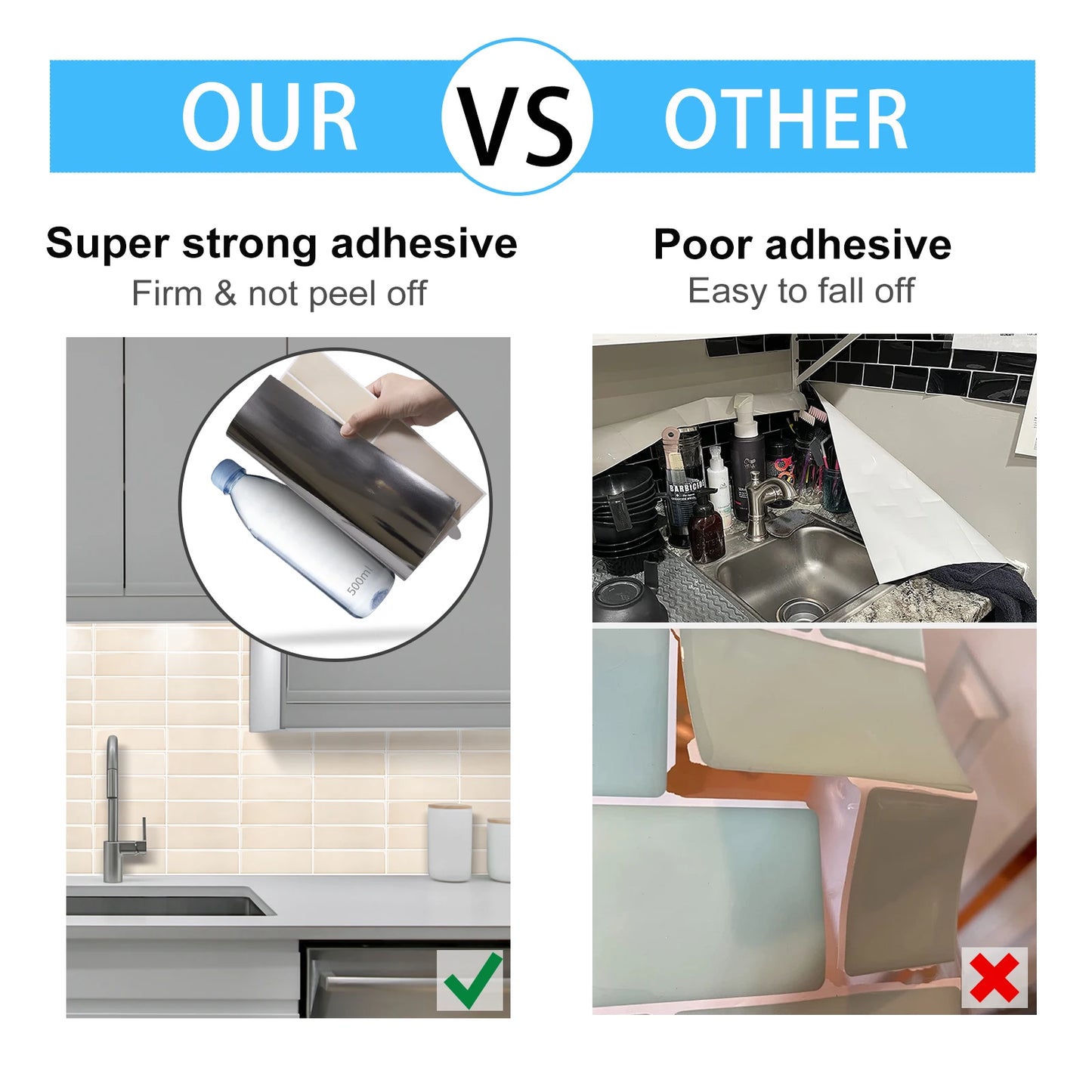 4pcs 3D Self-Adhesive Waterproof Wall Tiles