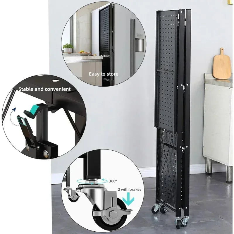 Foldable 4-Tier Metal Wire Storage Shelf