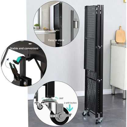 Foldable 4-Tier Metal Wire Storage Shelf