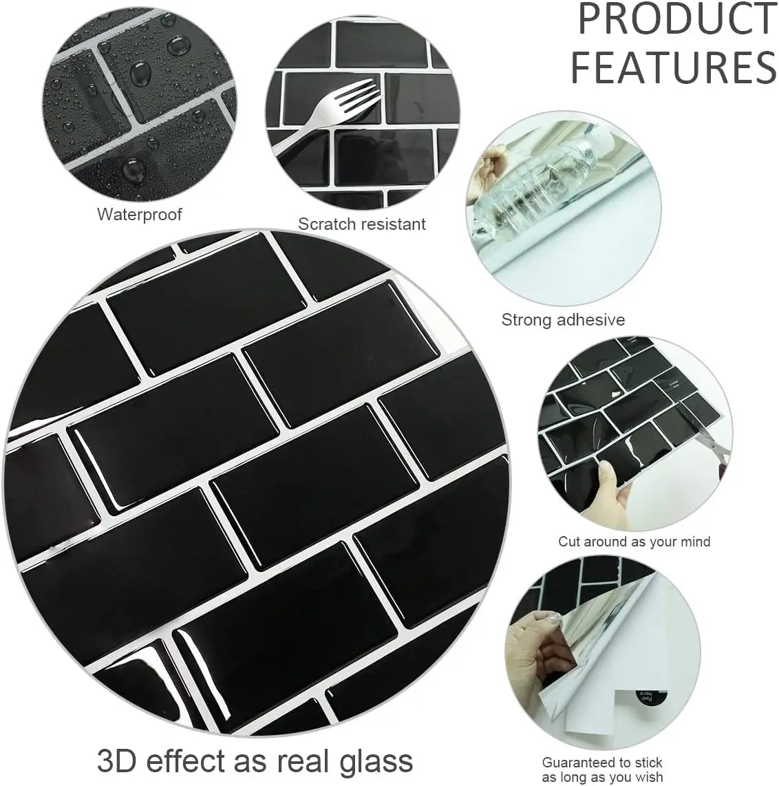 3D Brick Wall Tile Stickers – 5pcs