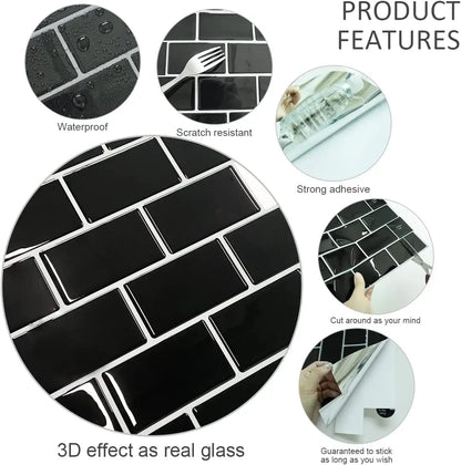 3D Brick Wall Tile Stickers – 5pcs