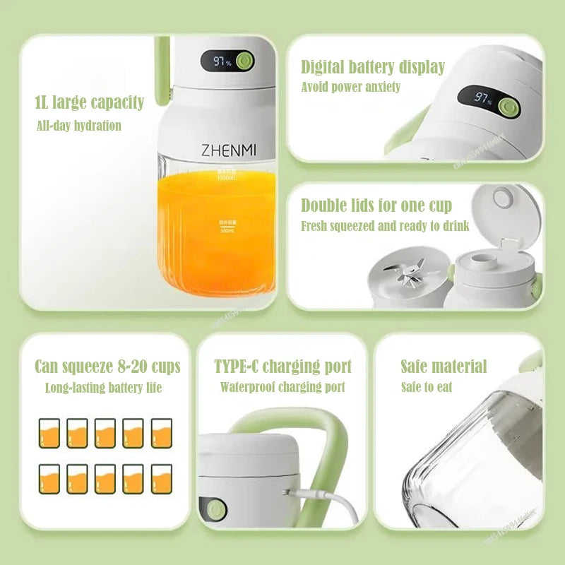 ZHENMI J15 Portable USB Juicer 1L Blender